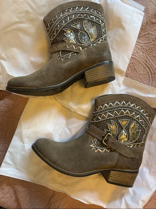 naughty monkey Brown Embellished Suede Ankle Bootie - Picture 3 of 6